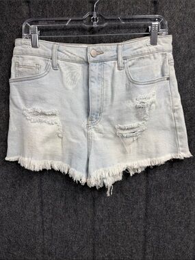 Material Girl Light Wash Distressed Denim Shorts - Women's